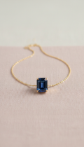 Sapphire pendant necklace, bezel set