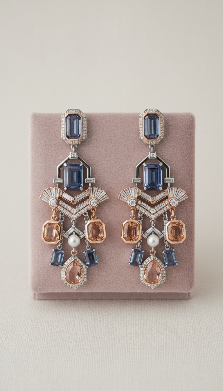 Art deco chandelier earrings, rare gems